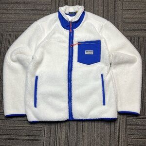 Polo Ralph Lauren Fleece Jacket Men’s Medium White Blue Skiing Warm Streetwear